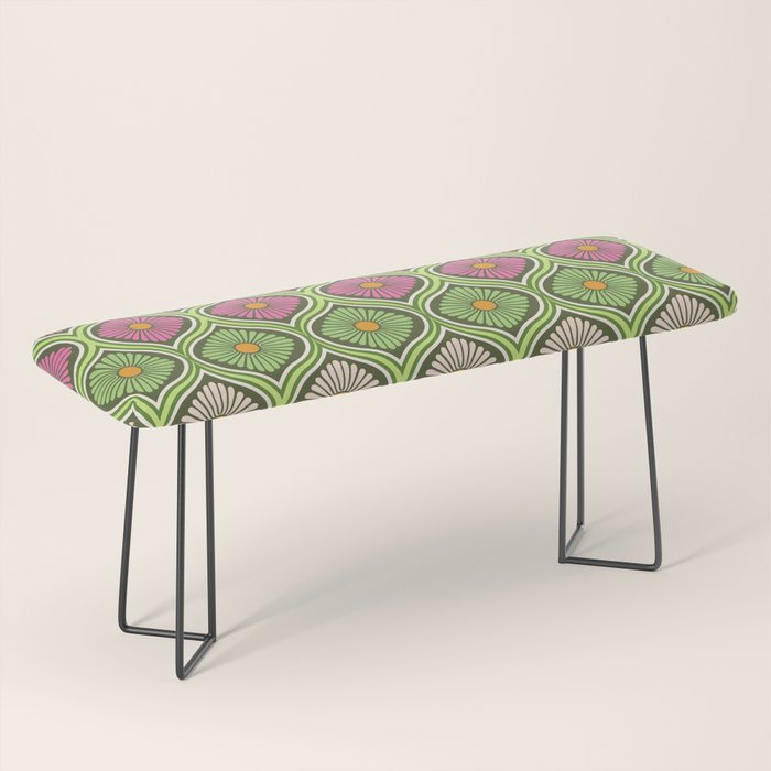 Groovy 70s Retro Mod Daisy Flowers Bench Gallery Image 1