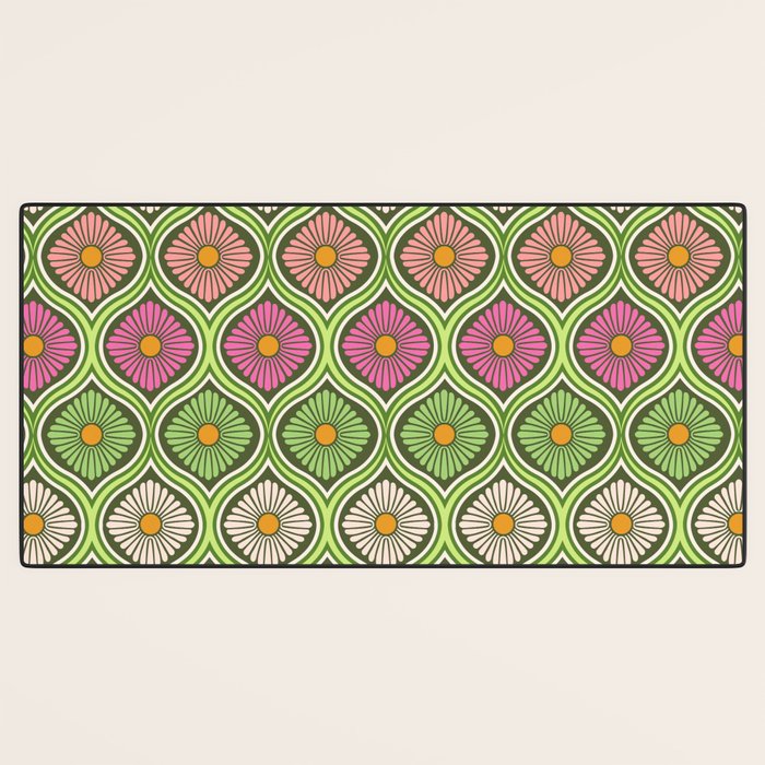 Groovy 70s Retro Mod Daisy Flowers Desk Mat Gallery Image 3
