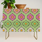Groovy 70s Retro Mod Daisy Flowers Credenza Gallery Image 1