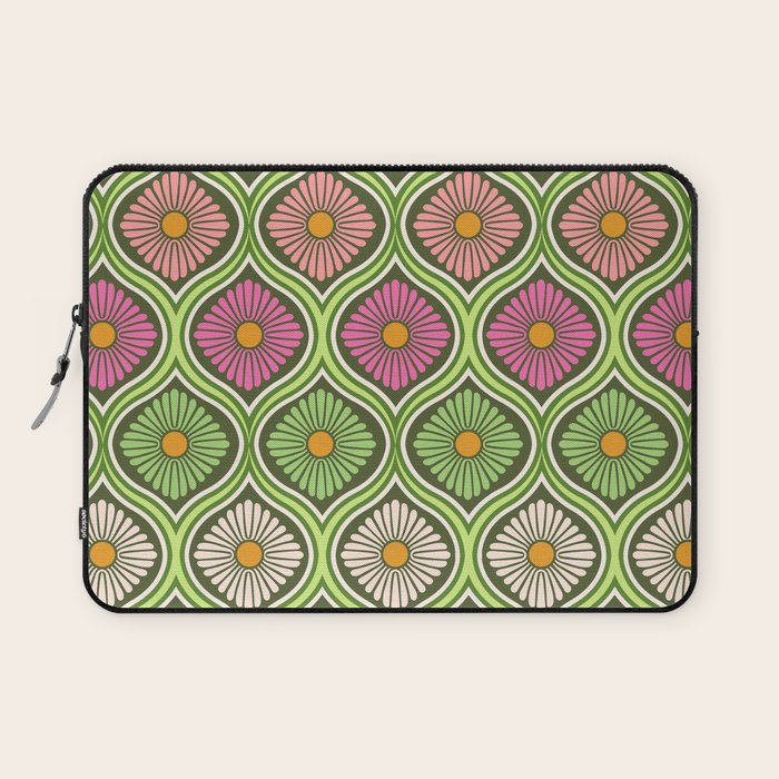 Groovy 70s Retro Mod Daisy Flowers Laptop Sleeve Gallery Image 1