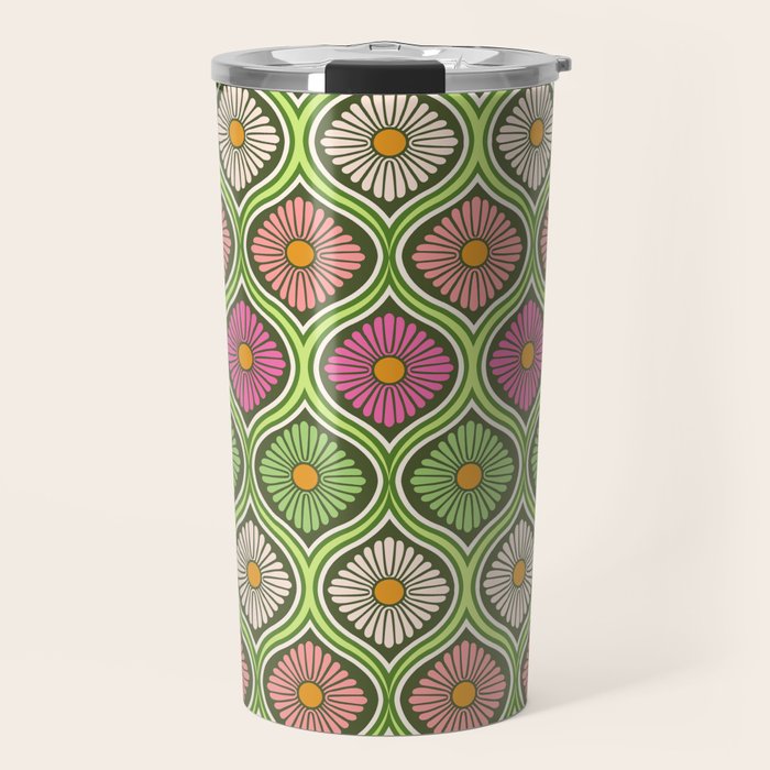 Groovy 70s Retro Mod Daisy Flowers Travel Mug Gallery Image 1