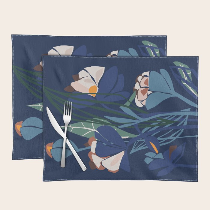 Outside at night â modern floral illustration Placemat Gallery Image 1