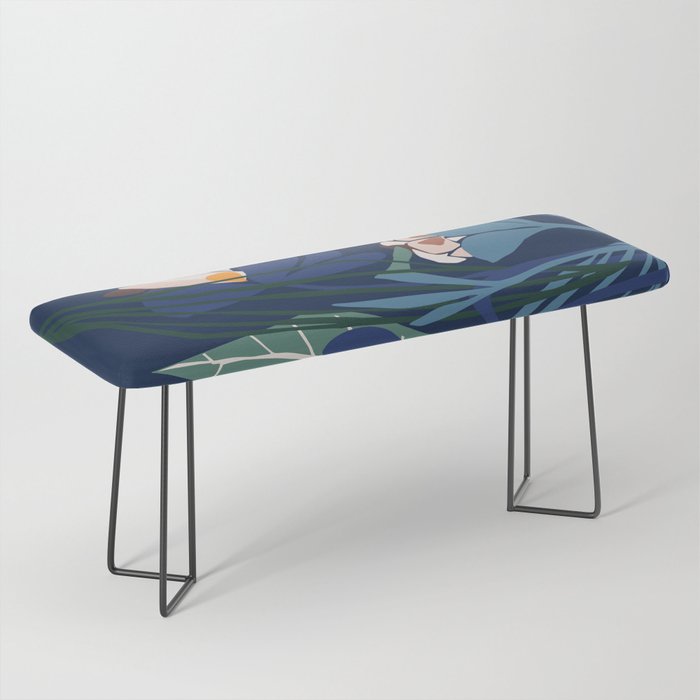 Outside at night â modern floral illustration Bench Gallery Image 1