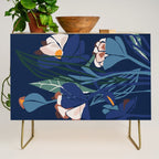 Outside at night â modern floral illustration Credenza Gallery Image 1