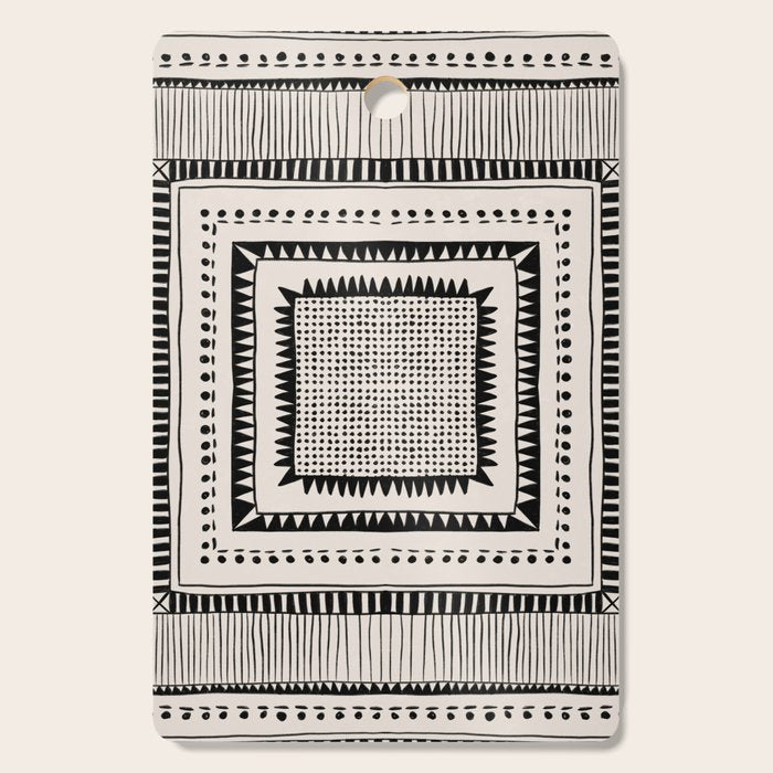 Black & White Symmetrical Pattern #2 Cutting Board Gallery Image 1