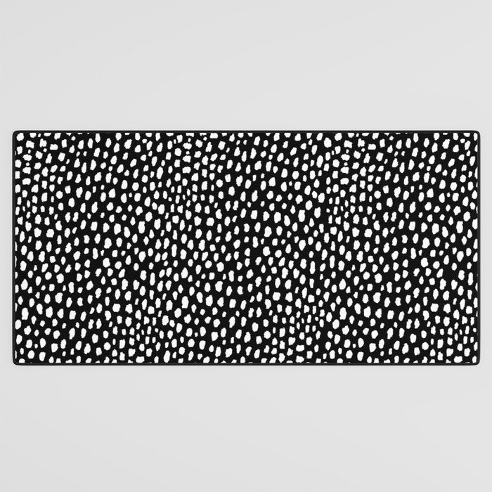 Handmade polka dot brush strokes (black and white reverse dalmatian) Desk Mat Gallery Image 3