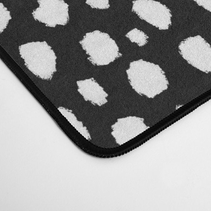 Handmade polka dot brush strokes (black and white reverse dalmatian) Desk Mat Gallery Image 4