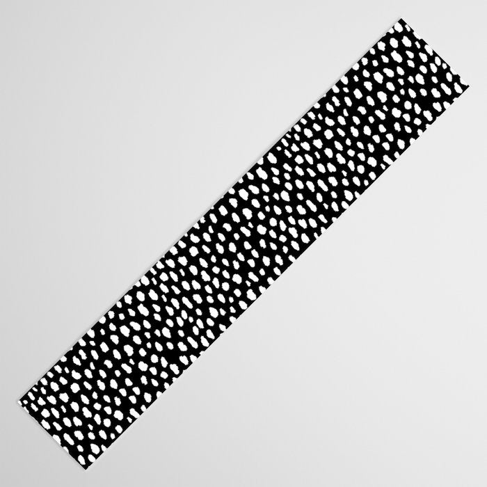 Handmade polka dot brush strokes (black and white reverse dalmatian) Table Runner Gallery Image 3