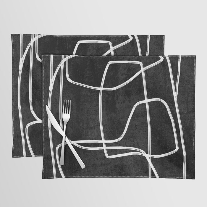 Abstract line art 22 Black And White Placemat Gallery Image 1