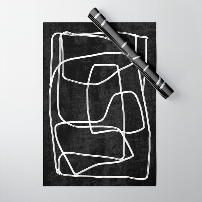 Abstract line art 22 Black And White Wrapping Paper Gallery Image 1