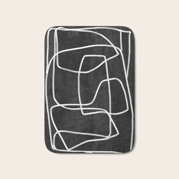 Abstract line art 22 Black And White Bath Mat Gallery Image 1