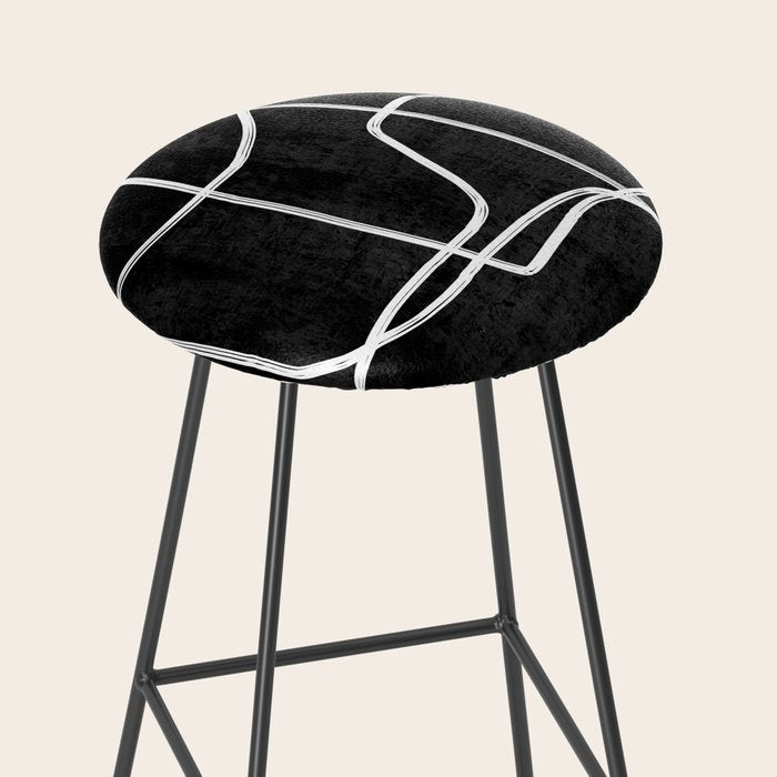 Abstract line art 22 Black And White Stool Gallery Image 2