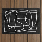 Abstract line art 22 Black And White Outdoor Rug Gallery Image 1