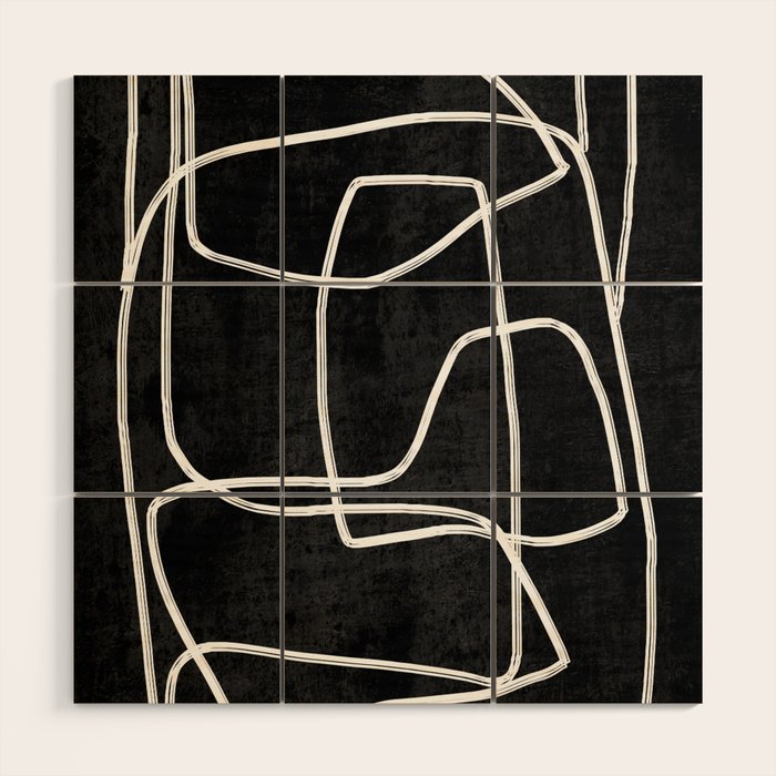 Abstract line art 22 Black And White Wood Wall Art Gallery Image 1