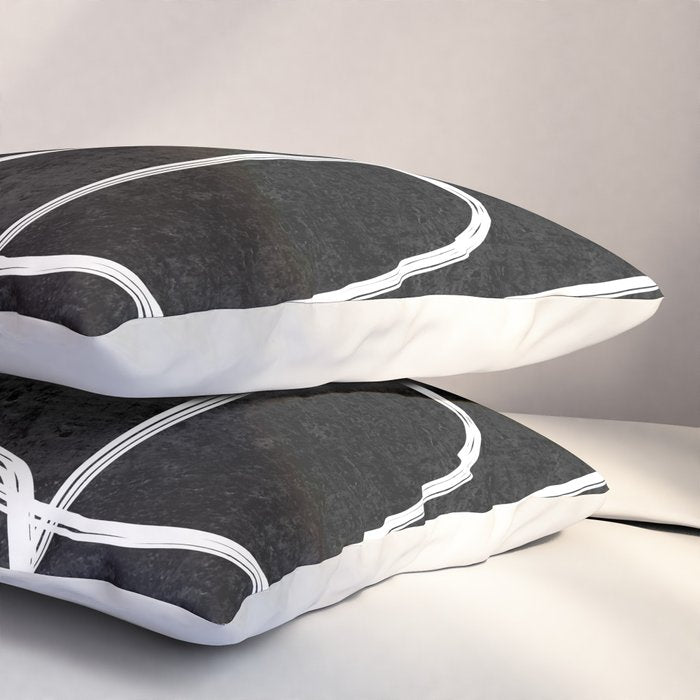 Abstract line art 22 Black And White Pillow Sham Gallery Image 3