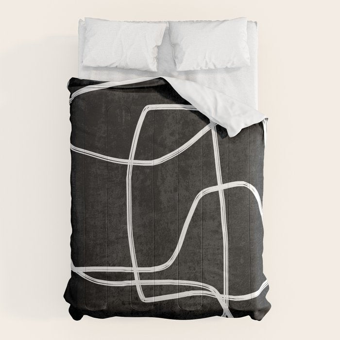 Abstract line art 22 Black And White Comforter Gallery Image 1