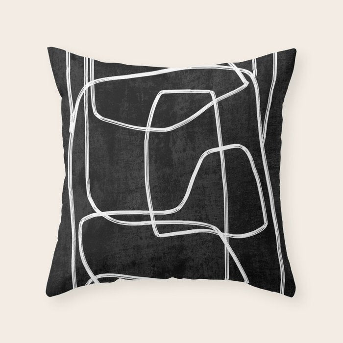 Abstract line art 22 Black And White Throw Pillow Gallery Image 1