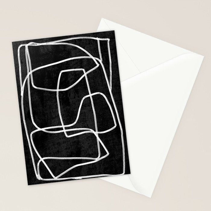 Abstract line art 22 Black And White Stationery Card Gallery Image 2