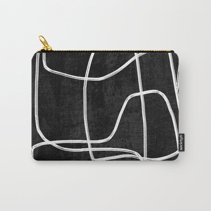 Abstract line art 22 Black And White Carry All Pouch Gallery Image 1