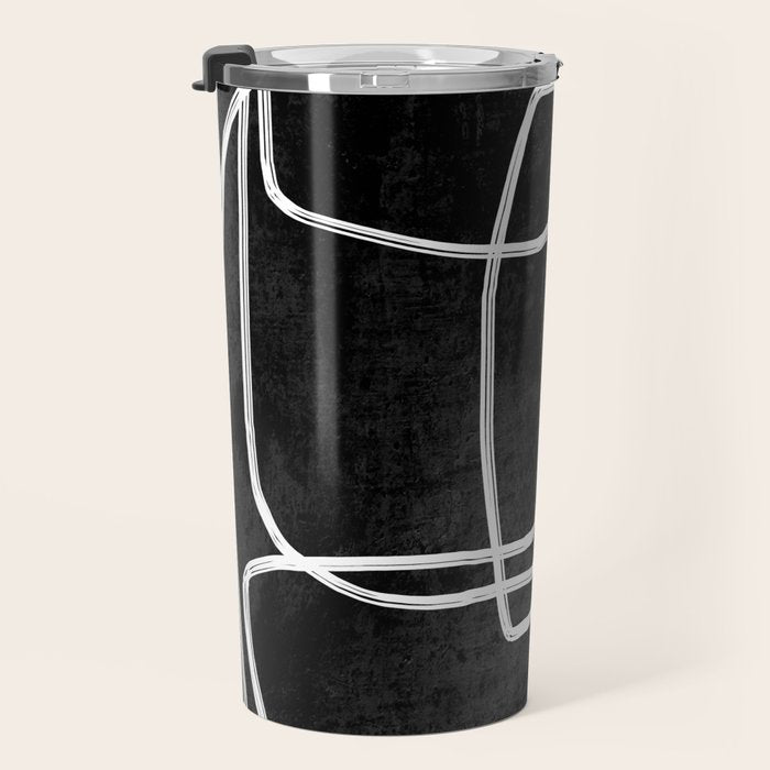 Abstract line art 22 Black And White Travel Mug Gallery Image 3