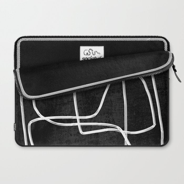 Abstract line art 22 Black And White Laptop Sleeve Gallery Image 2