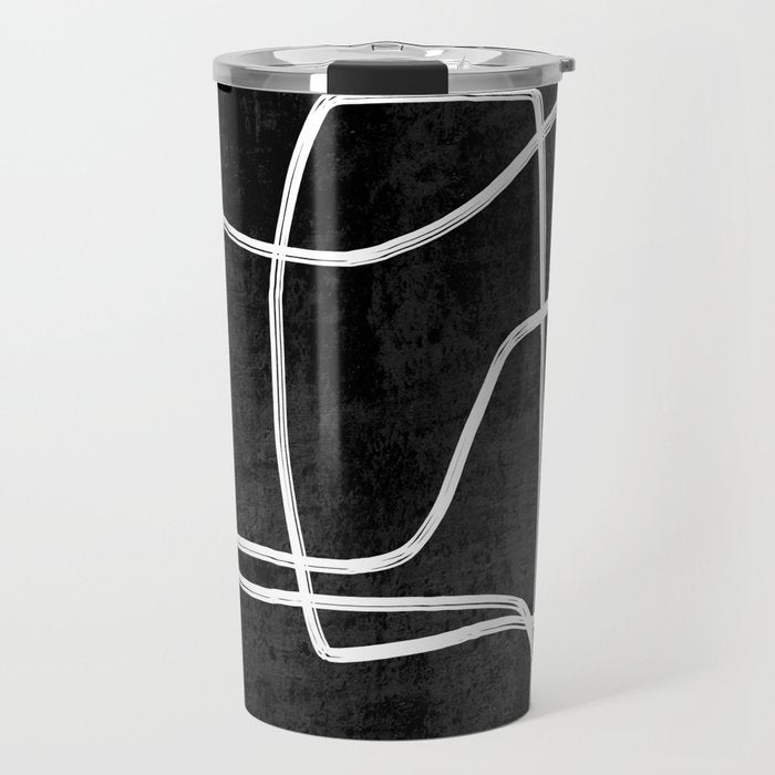 Abstract line art 22 Black And White Travel Mug Gallery Image 1