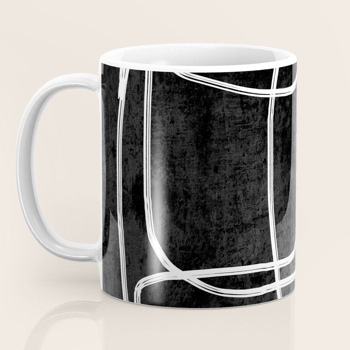 Abstract line art 22 Black And White Coffee Mug Gallery Image 3