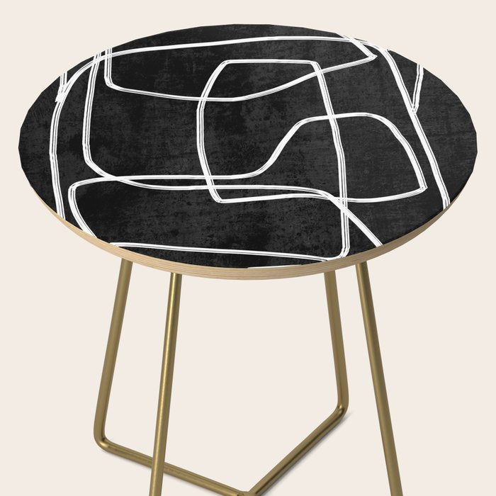 Abstract line art 22 Black And White Side Table Gallery Image 2