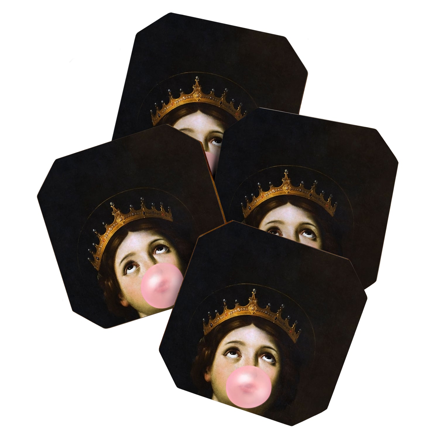 Bubblegum Queen Vintage Painting Altered Art Wall print Coaster Gallery Image 1