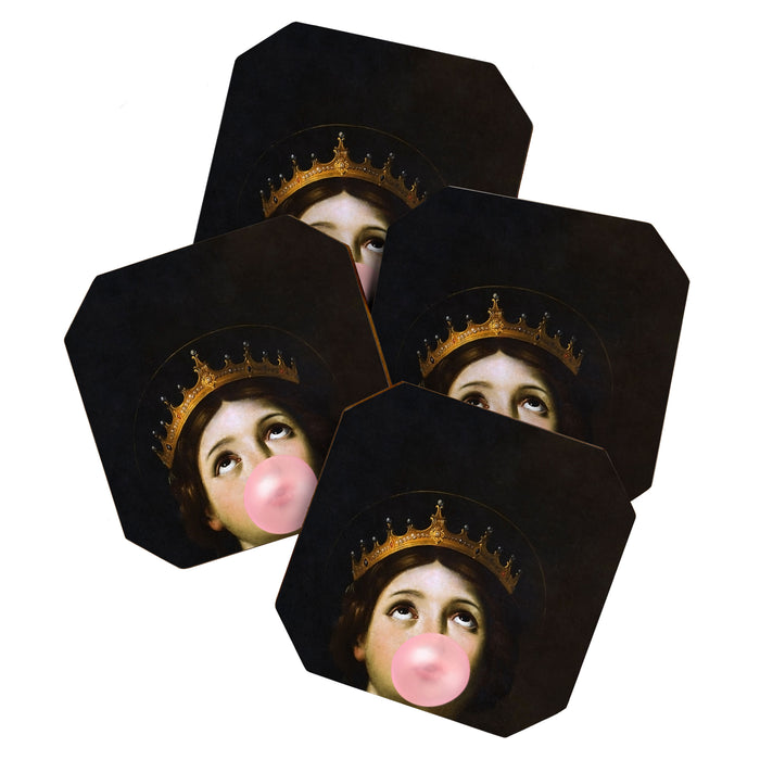 Bubblegum Queen Vintage Painting Altered Art Wall print Coaster Gallery Image 1