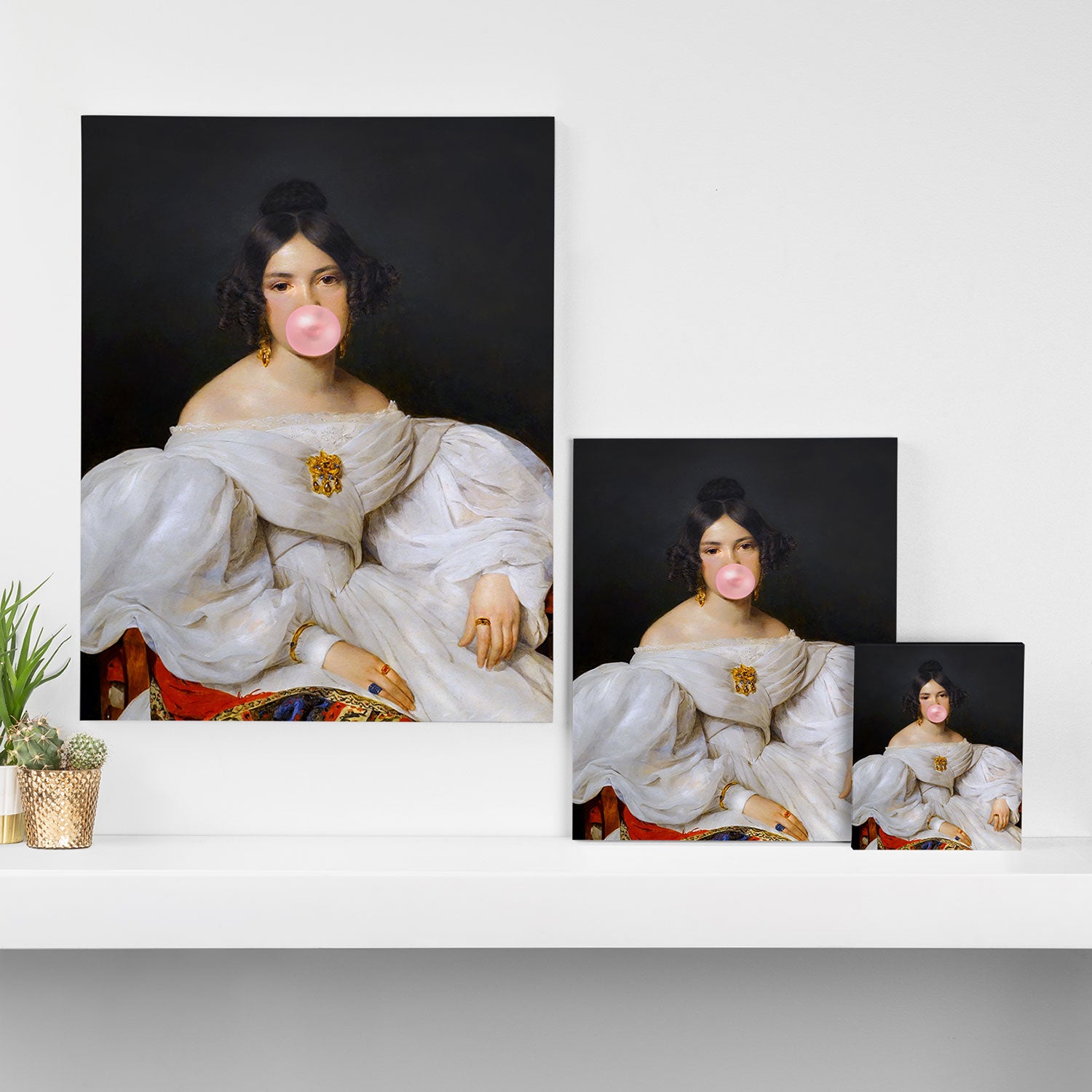 Louise Bubblegum Renaissance Portrait  Eclectic Altered Famous Wall Art Canvas Print Gallery Image 3