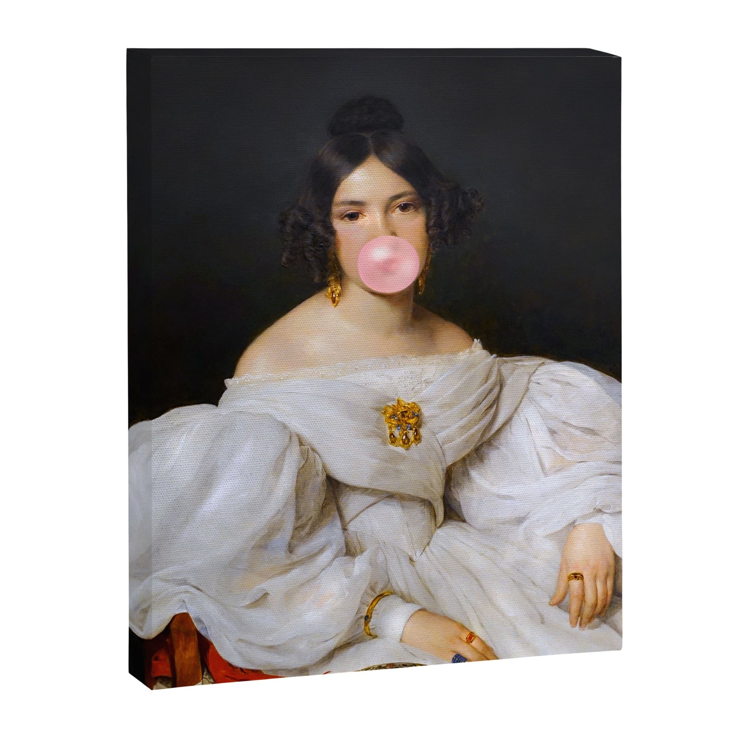Louise Bubblegum Renaissance Portrait  Eclectic Altered Famous Wall Art Canvas Print Gallery Image 3