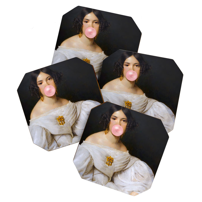 Louise Bubblegum Renaissance Portrait  Eclectic Altered Famous Wall Art Coaster Gallery Image 1