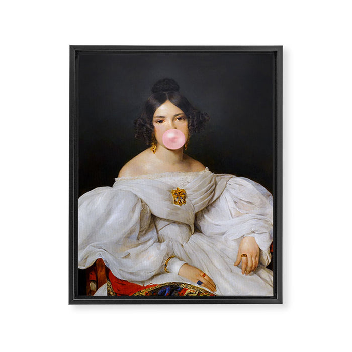 Louise Bubblegum Renaissance Portrait  Eclectic Altered Famous Wall Art Framed Canvas Print Gallery Image 1
