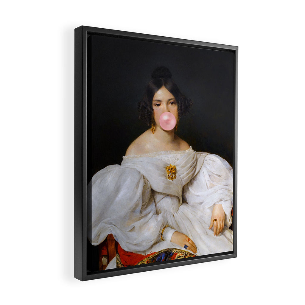 Louise Bubblegum Renaissance Portrait  Eclectic Altered Famous Wall Art Framed Canvas Print Gallery Image 2