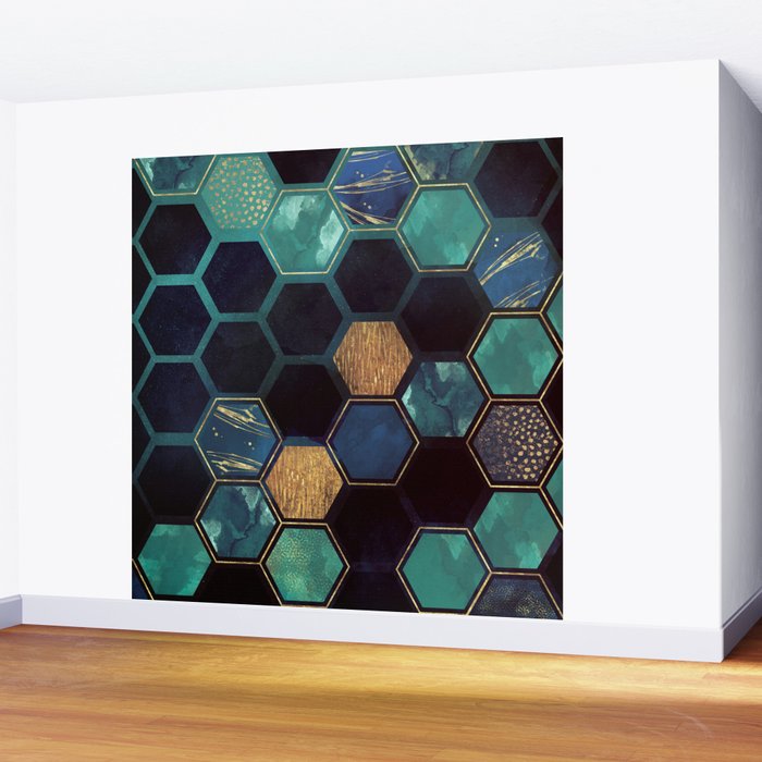 Blue & Gold Wall Mural Gallery Image 2