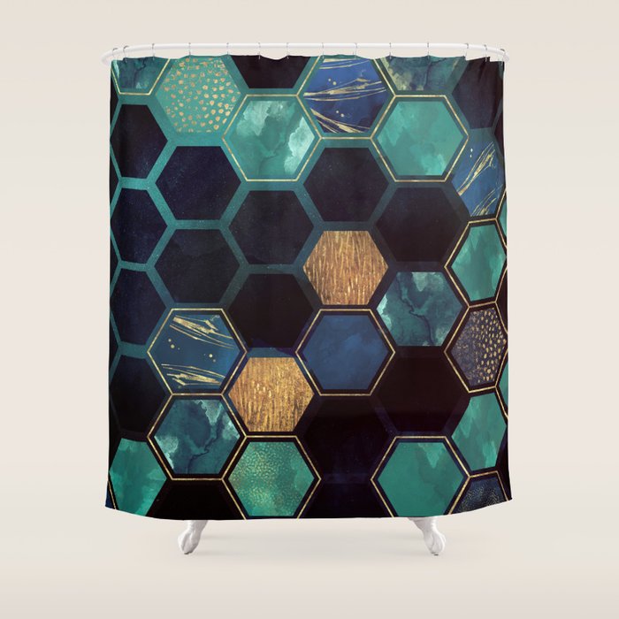 Blue & Gold Shower Curtain Gallery Image 1