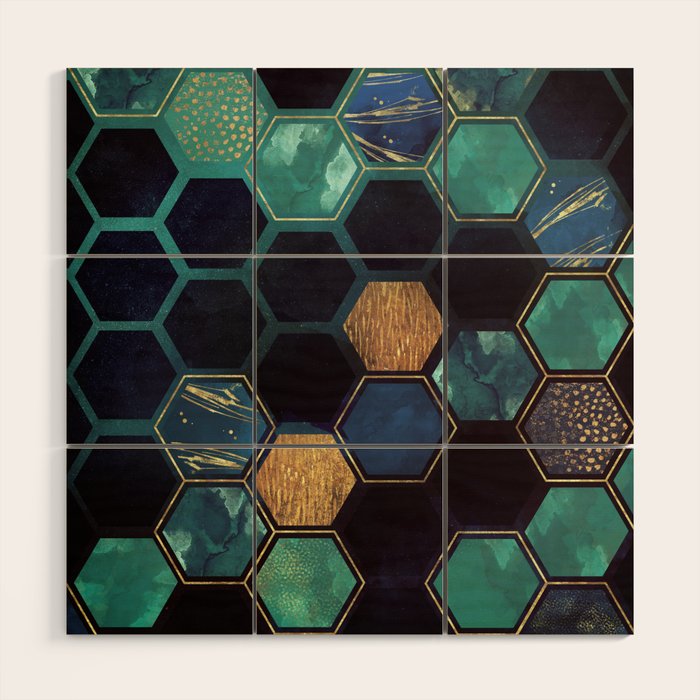 Blue & Gold Wood Wall Art Gallery Image 1