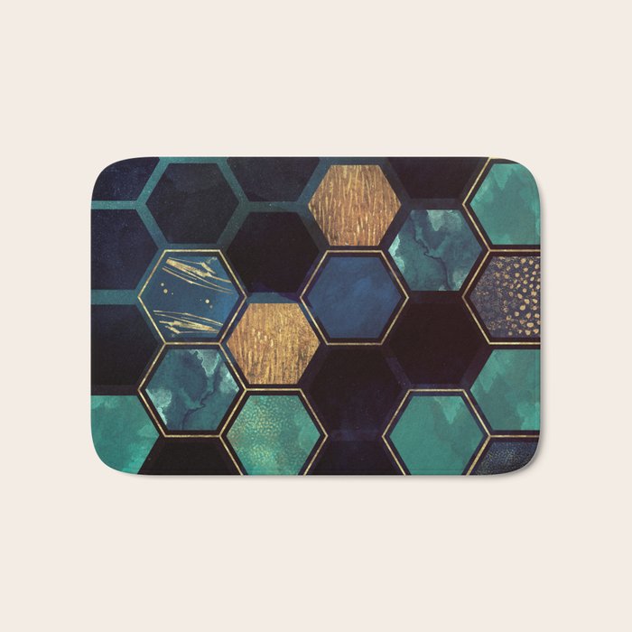 Blue & Gold Bath Mat Gallery Image 1