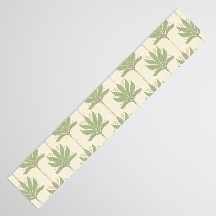 Shaker Palm Motif in Sage and Linen Table Runner Gallery Image 3