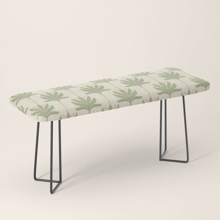 Shaker Palm Motif in Sage and Linen Bench Gallery Image 1