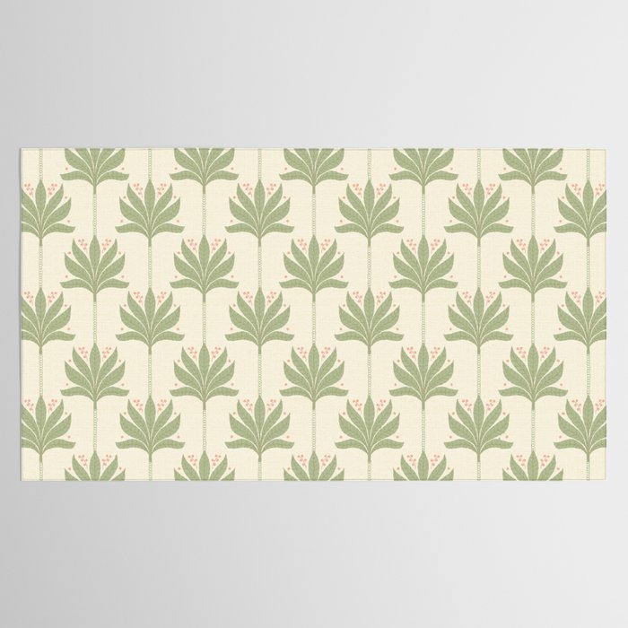 Shaker Palm Motif in Sage and Linen Tablecloth Gallery Image 2