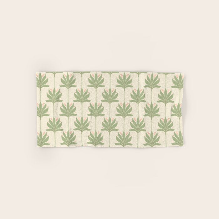 Shaker Palm Motif in Sage and Linen Bath Towel Gallery Image 1