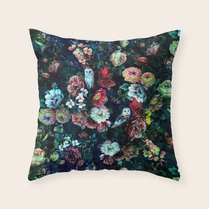Night Garden Owls Throw Pillow Gallery Image 6