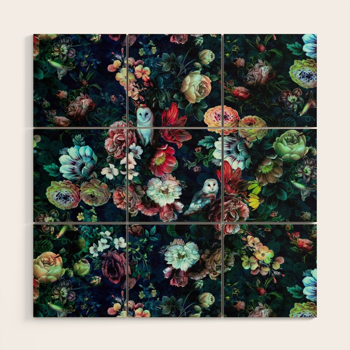 Night Garden Owls Wood Wall Art Gallery Image 1