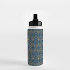 Art Deco Abstract Navy Blue & Gold Pattern Water Bottle Gallery Image 2