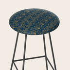 Art Deco Abstract Navy Blue & Gold Pattern Stool Gallery Image 2