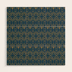 Art Deco Abstract Navy Blue & Gold Pattern Wood Wall Art Gallery Image 1