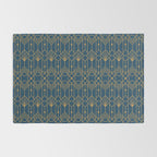 Art Deco Abstract Navy Blue & Gold Pattern Rug Gallery Image 2