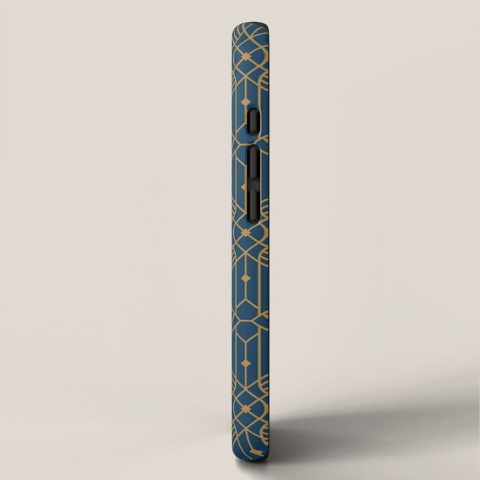 Art Deco Abstract Navy Blue & Gold Pattern iPhone Case Gallery Image 2